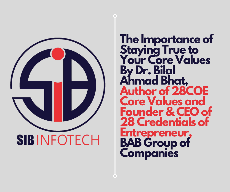 The Importance of Staying True to Your Core Values By Dr. Bilal Ahmad Bhat, Author of 28COE Core Values